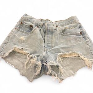 Levi's Light Blue Distressed Jean Shorts